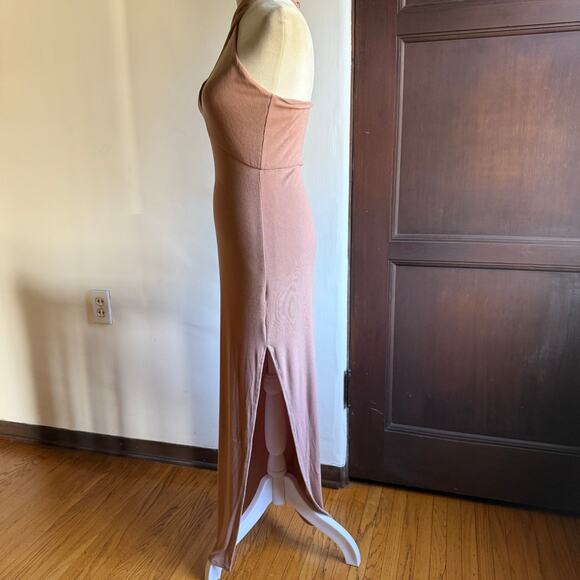 LOVERS + FRIENDS | Tyra Ribbed Midi Dress With Crossover Neckline and Slit Small - Picture 4 of 7